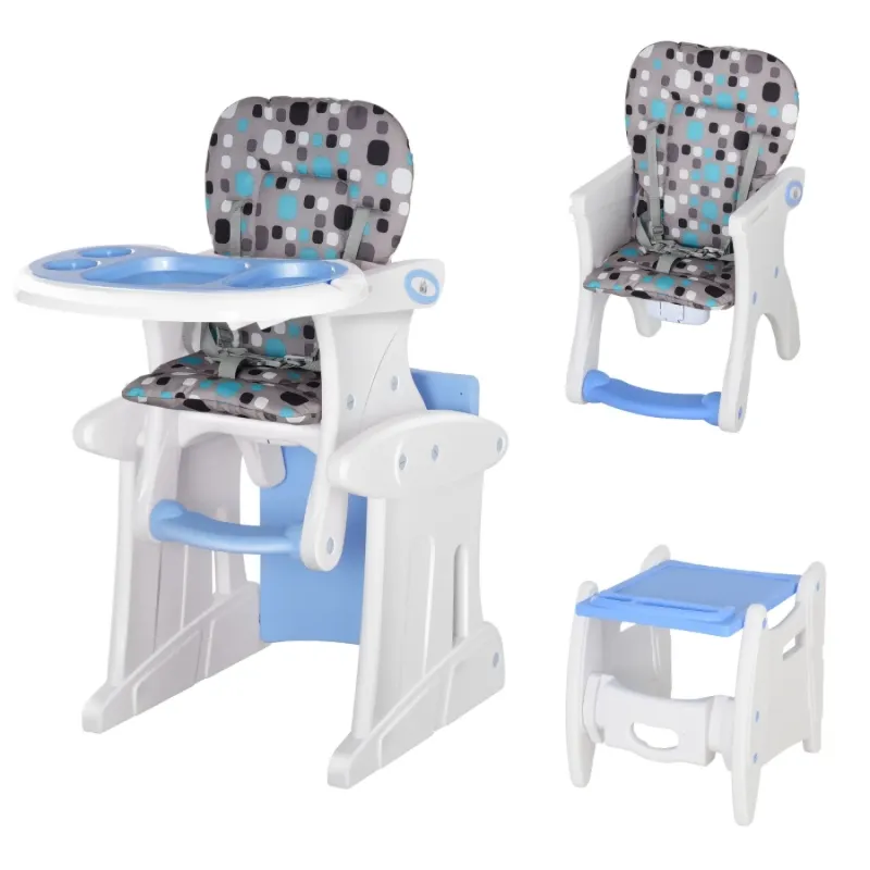 2-in-1 Convertible Baby High Chair and Toddler Table - Blue