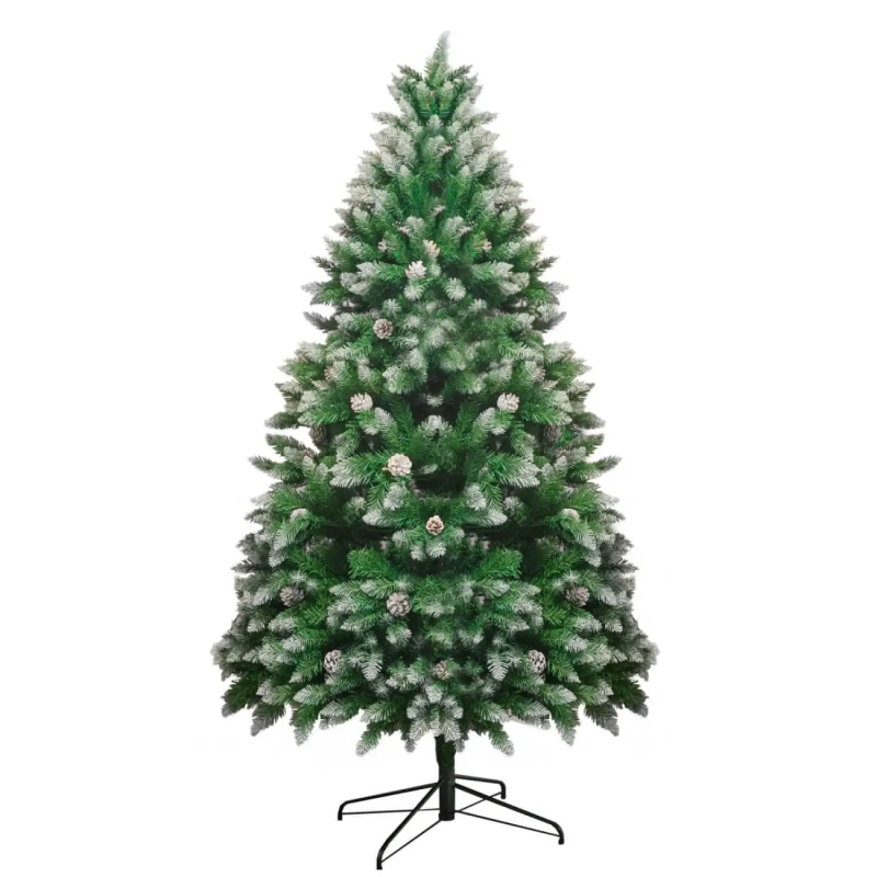 Snow Flocked Artificial Christmas Tree with Pine Cones & Warm White LEDs, 7ft