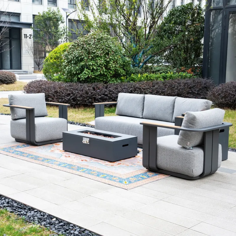Varel 4-Piece Garden Sofa Set with Zenith Gas Fire Pit Table