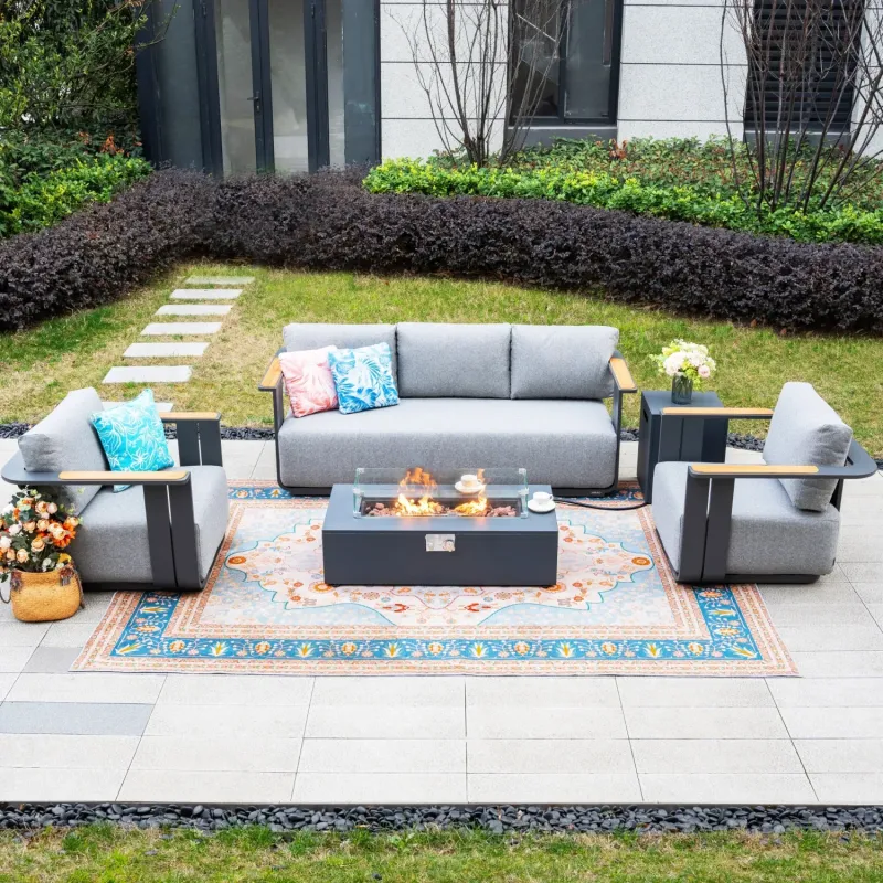 Varel 4-Piece Garden Sofa Set with Zenith Gas Fire Pit Table