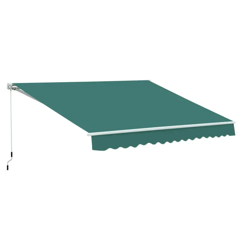  3.5m x 2.5m Manual Retractable Garden Awning with Hand Crank - Green