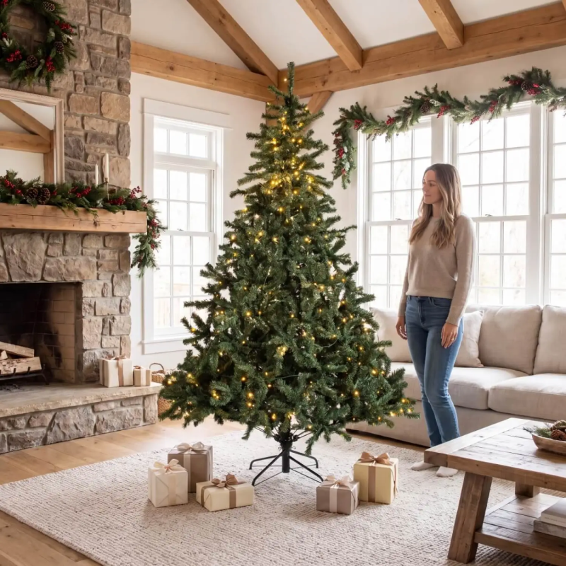 7ft Pre-Lit Artificial Christmas Tree with 380 Warm White LEDs