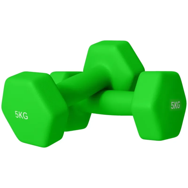 Hexagonal Dumbbell Weight Set - 2 x 5kg - Green