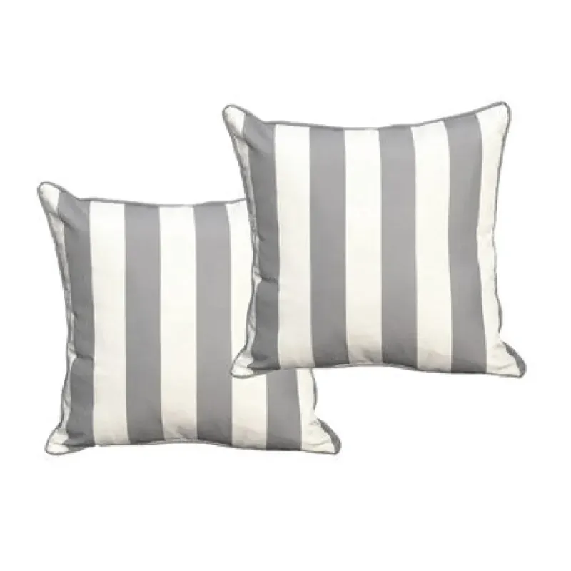 Set of 2 Striped Weather-Resistant Outdoor Cushion Covers - 45 x 45cm