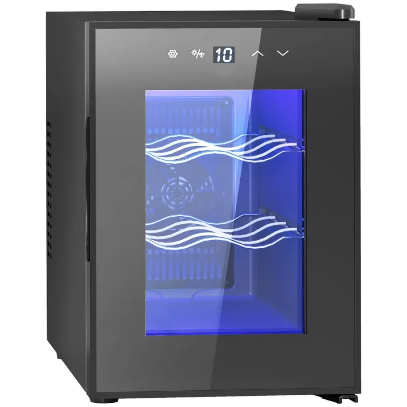 6 Bottle Countertop Wine Fridge with UV-Resistant Glass - Black
