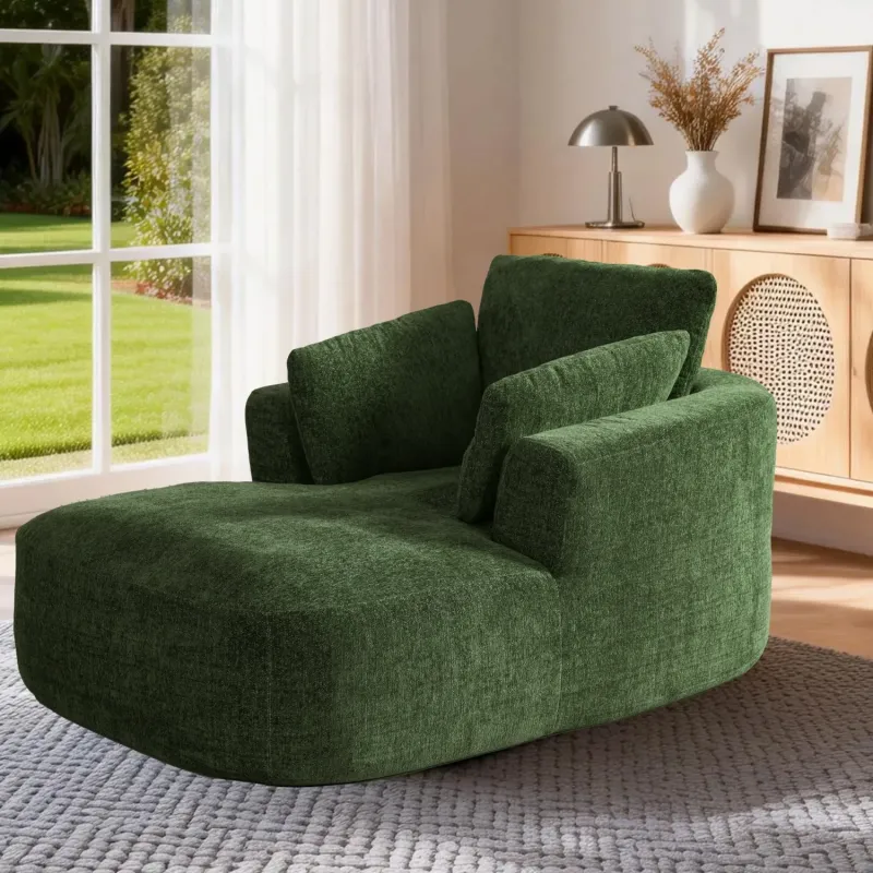 Softy Compressed Indoor Lounge Sofa Chair with Cushions - Green