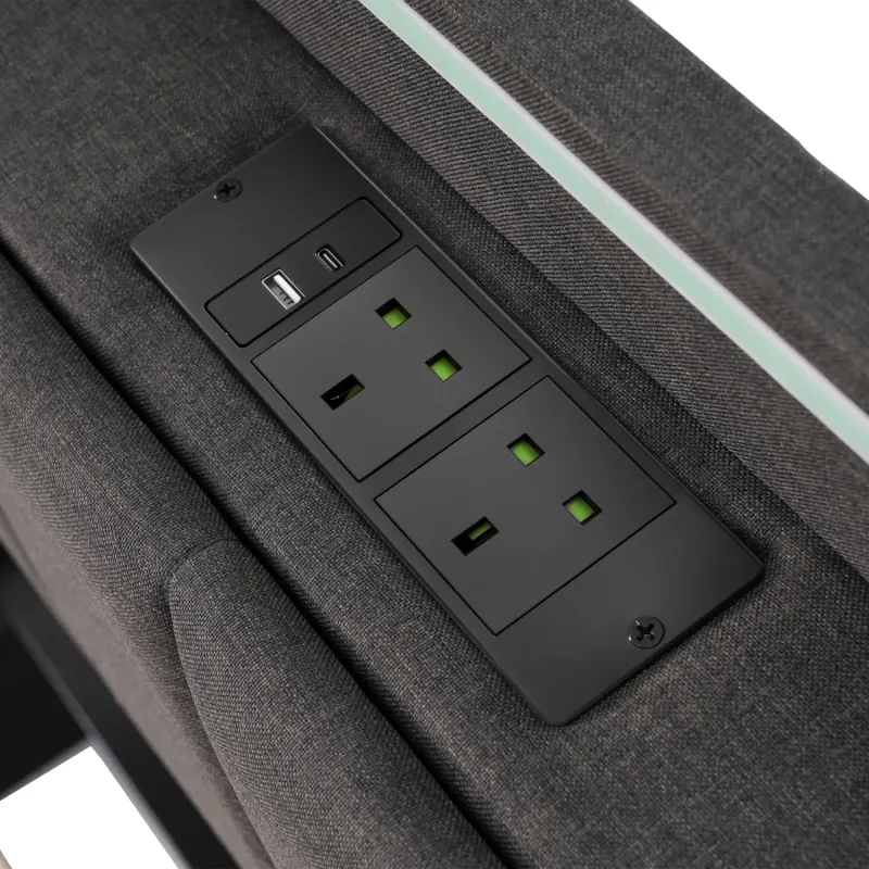 King Size Storage Headboard with UK Sockets and USB Charging Ports
