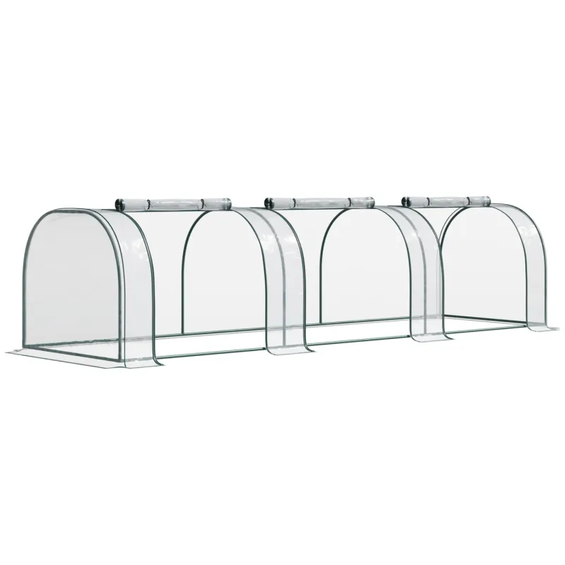 3.5m Mini Polytunnel Greenhouse with Steel Frame and Zipped Doors, Clear