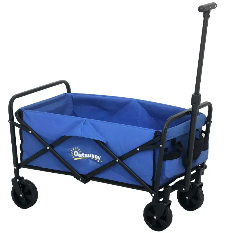 62L Heavy Duty Folding Garden Trolley - 120kg Capacity Collapsible Festival Wagon