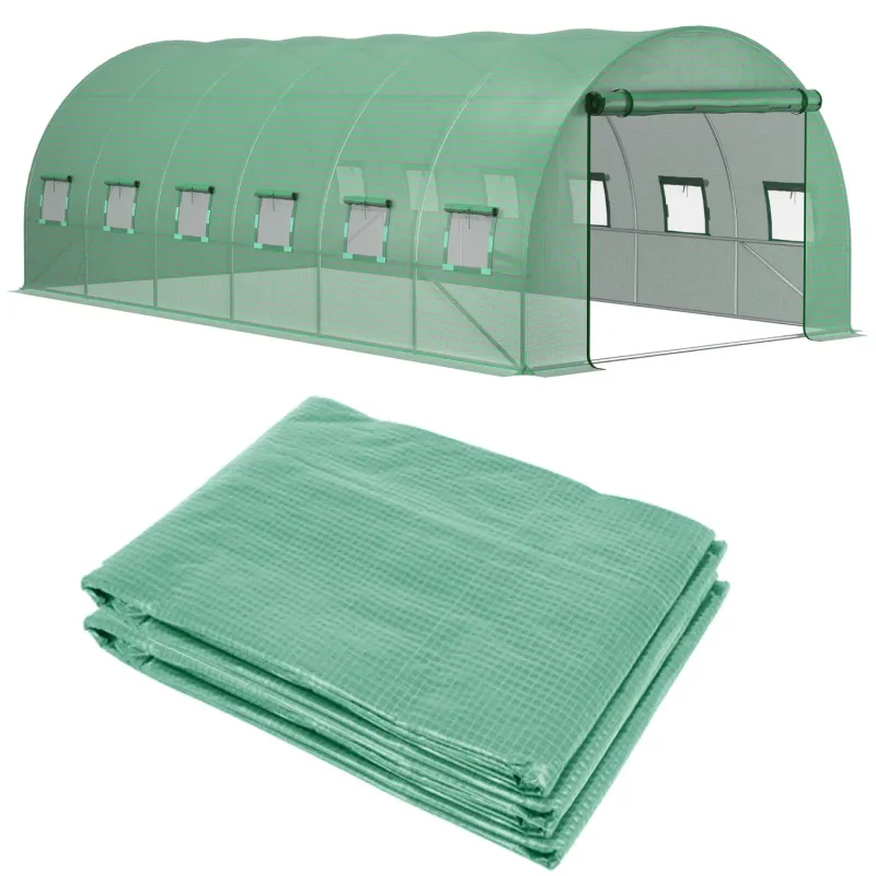 6m x 3m Polytunnel Greenhouse Replacement Cover - Green