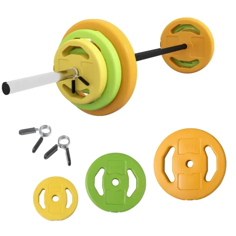 20kg Adjustable Barbell Weight Set with PU-Wrapped Plates