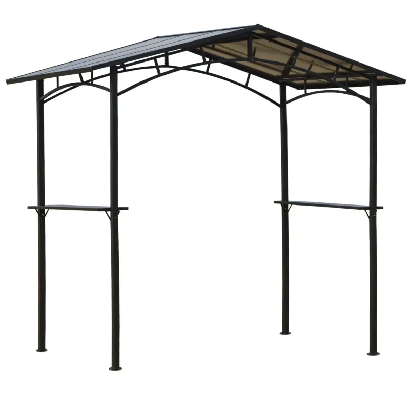  2.5m x 1.5m Hardtop BBQ Gazebo Shelter with Side Shelves