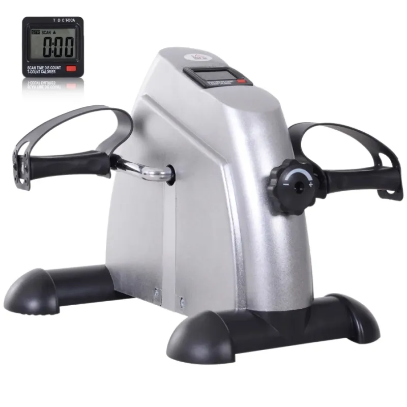 Mini Exercise Bike, Adjustable Resistance, with LCD Display - Silver