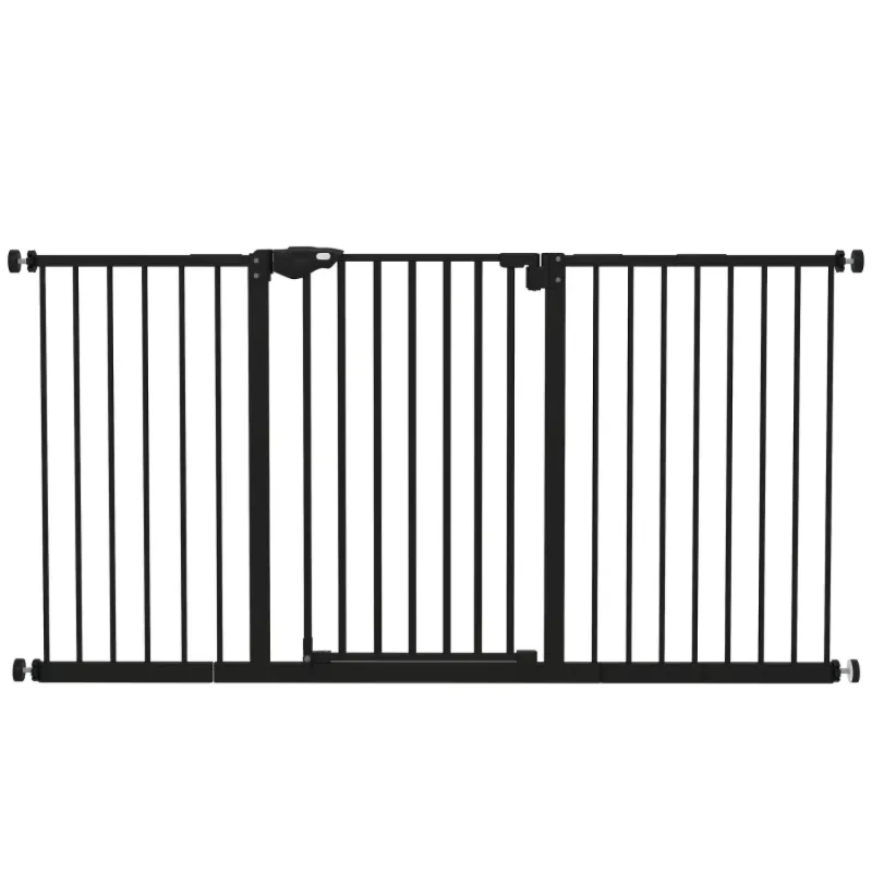 Adjustable Pressure Fit Dog Safety Gate with 3 Extensions - Black