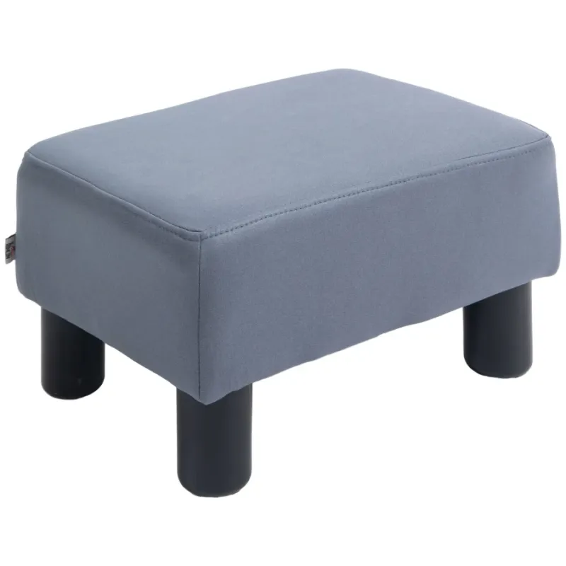 Microfiber Upholstered Small Rectangular Footstool, Grey