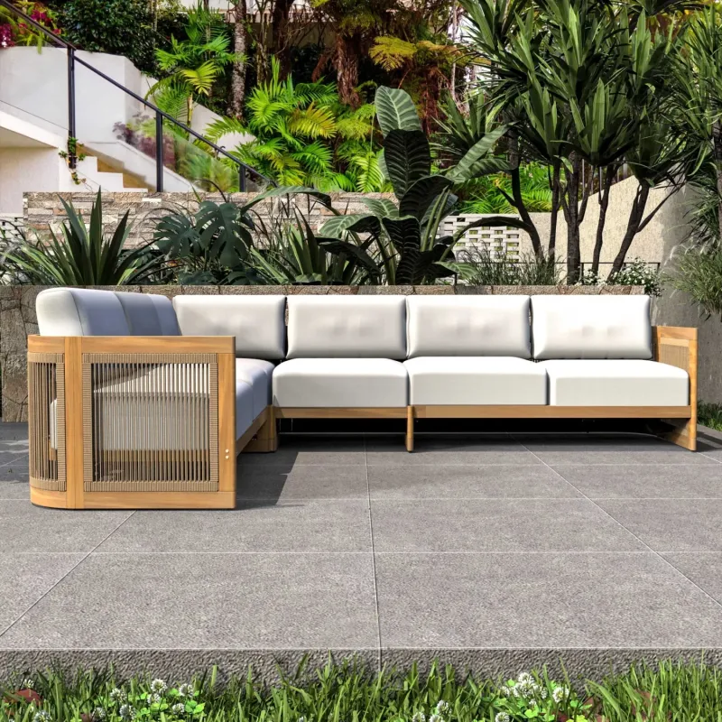Caven Modular 5-Seater Solid Wood Garden Sofa Set with Adjustable Daybed Seats