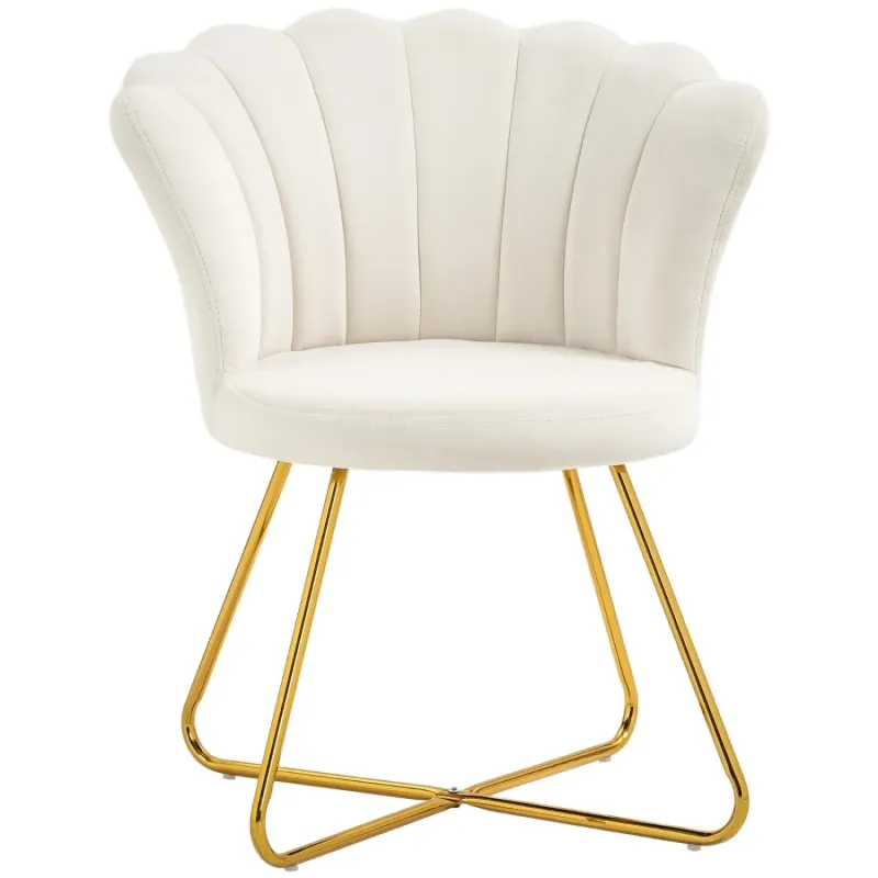 Lotus Petal Velvet Accent Chair - Cream