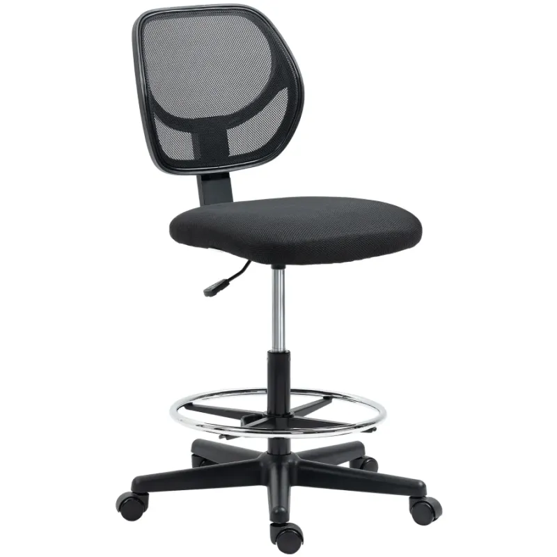 Ergonomic Mesh Standing Desk Chair with Footrest - Black
