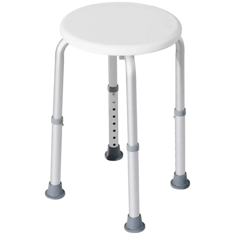 Height Adjustable Aluminium Shower Stool - White