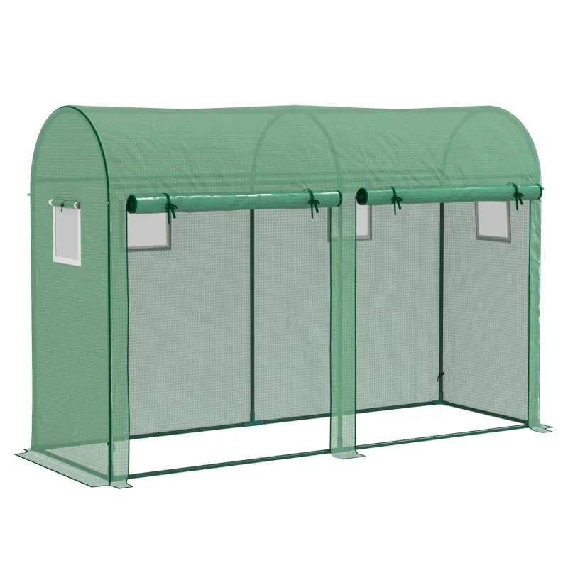 Walk-in Tomato Greenhouse with Double Doors & 4 Windows, 3 x 1 x 2m - Green