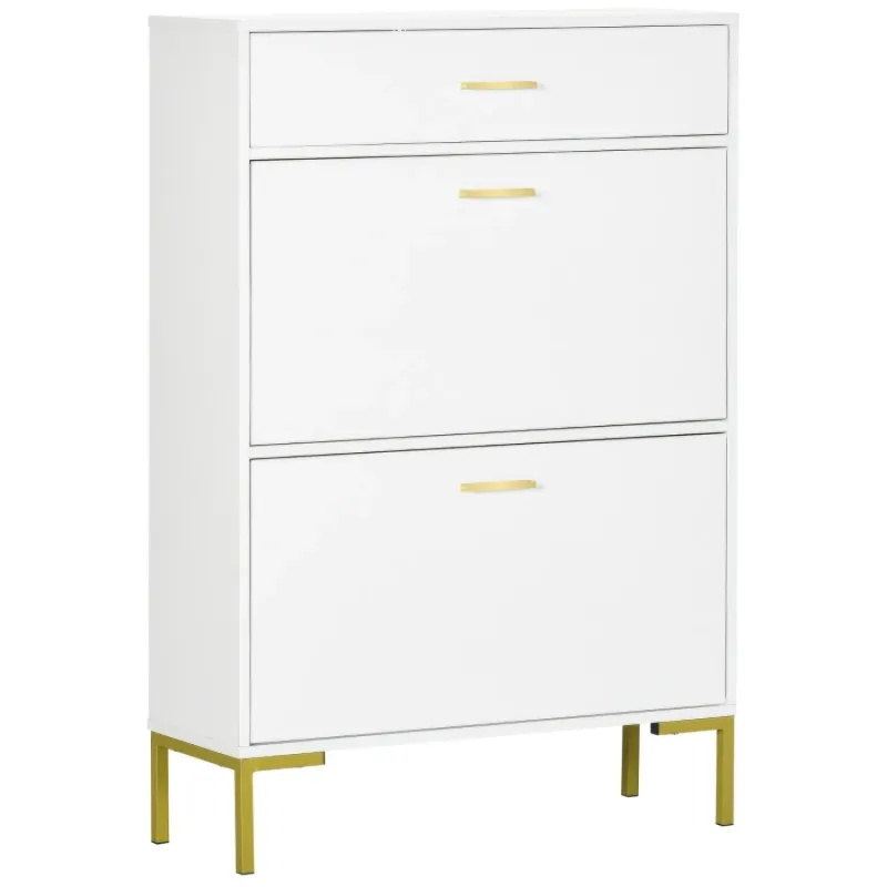 Shoe Storage Cabinet with 3 Drawers - White