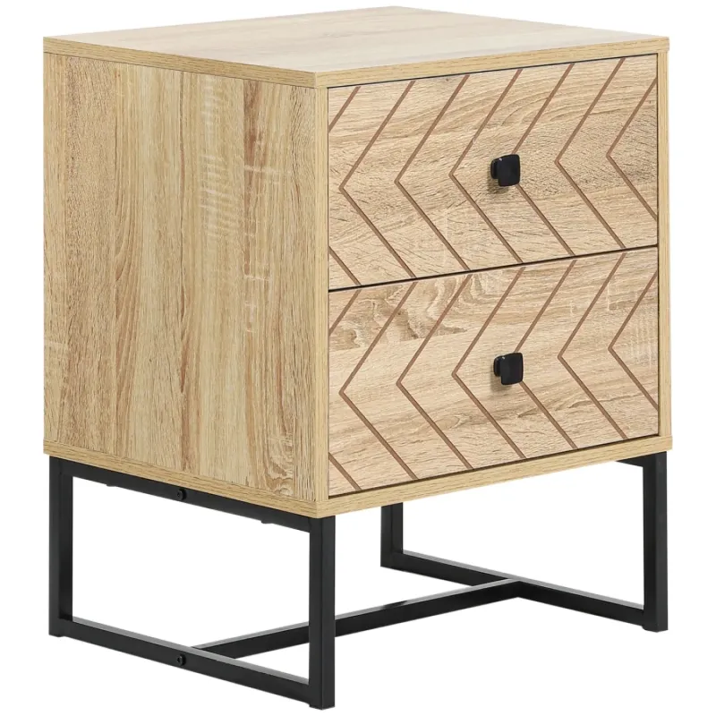Zig Zag 2 Drawer Bedside Table - Natural
