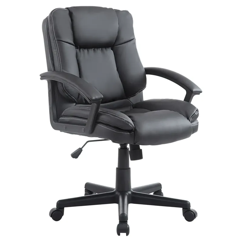 Mid Back Executive Office Chair - Black PU Leather