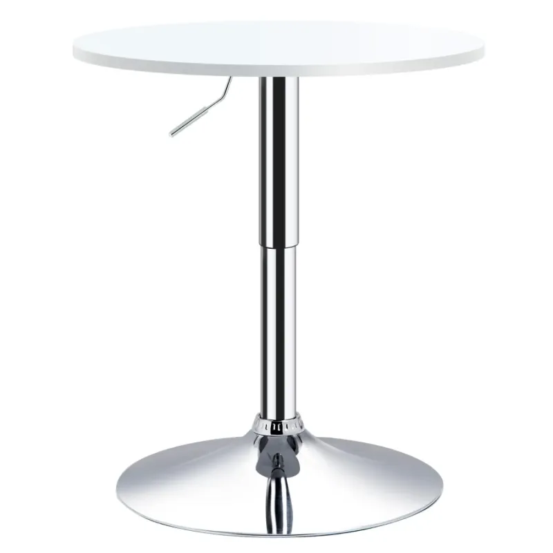 White Adjustable Height Swivel Bar Table, 60cm Round