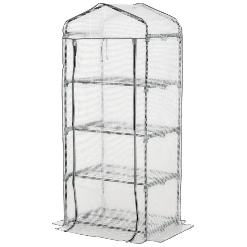 4 Tier Mini Portable Greenhouse with PE Cover - 160 x 70 x 50cm
