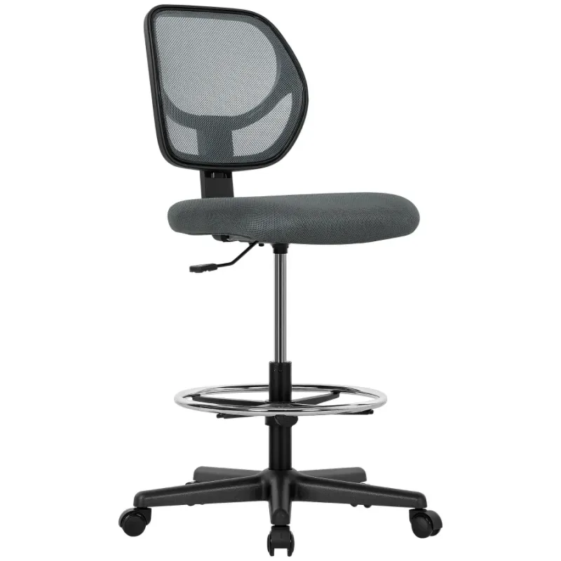 Ergonomic Mesh Draughtsman Chair with Adjustable Footrest – Charcoal Grey