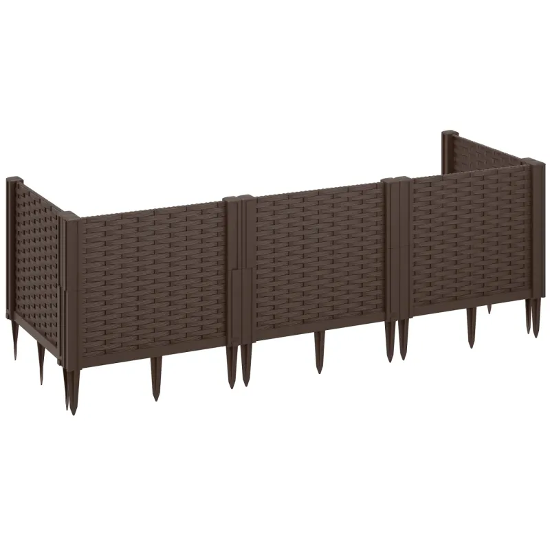 Modular Plastic Raised Garden Bed and Edging Border, Brown