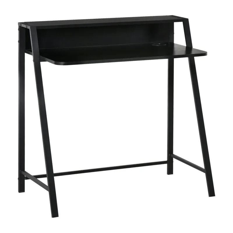 Writing Desk with Storage Shelf, Black, 84 x 45cm