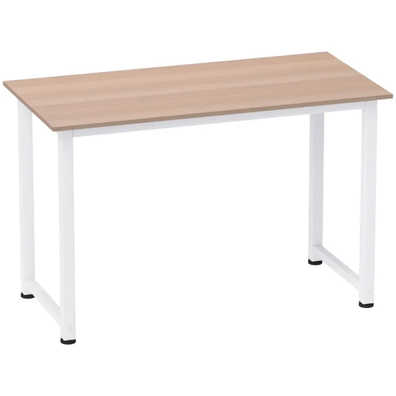 120cm Writing Desk with Oak Effect Top and White Metal Frame