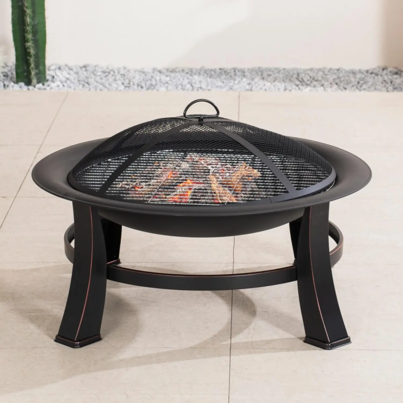 83cm Portable Charcoal Fire Pit and BBQ in Black