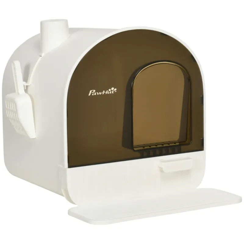 Hooded Cat Litter Box with Removable Tray and Scoop