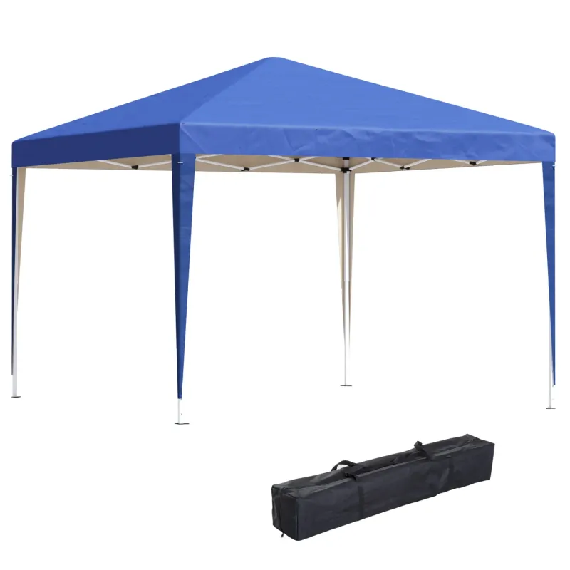 3m x 3m Pop-Up Garden Gazebo with Height Adjustment & Carry Bag - Blue