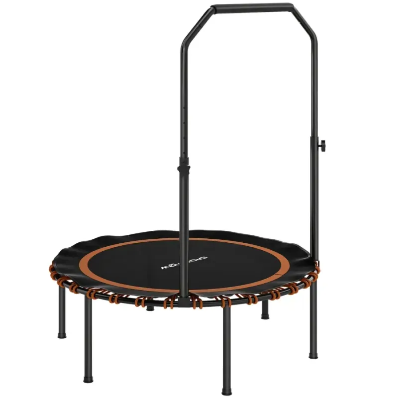 SPORTNOW 40-Inch Foldable Fitness Trampoline Rebounder with Adjustable Handle - Orange