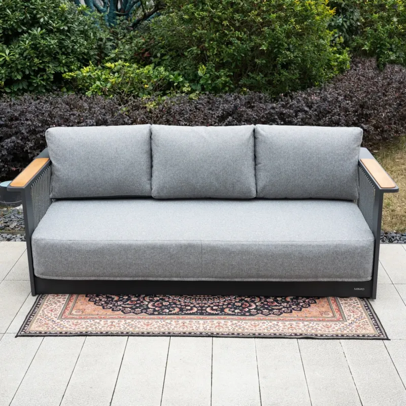 TALARA Aluminium 3-Seater Outdoor Sofa with Teak Armrests