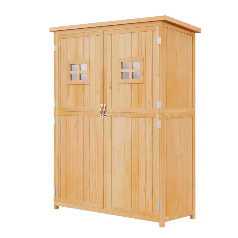  Wooden Garden Shed with Two Windows and Shelves - 164cm High