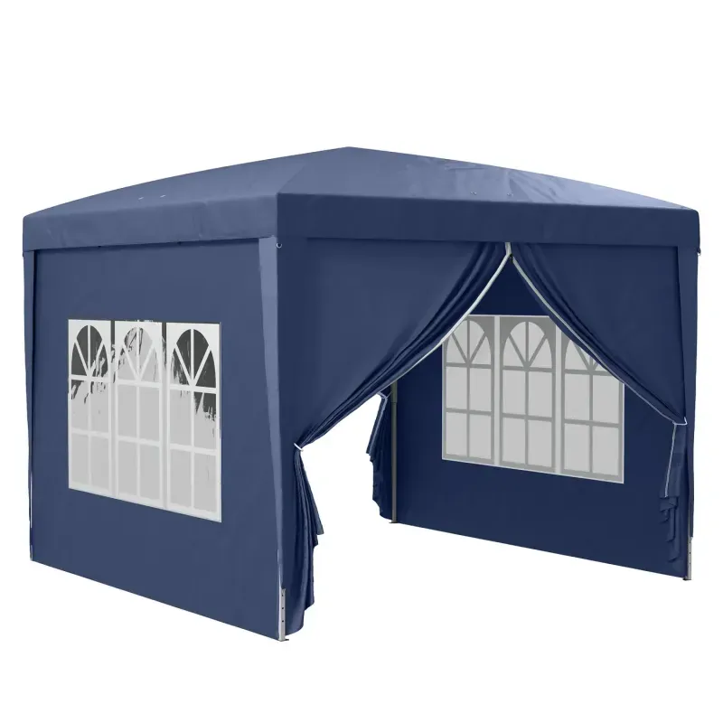  3m x 3m Pop-Up Gazebo with 4 Removable Sides and Carry Bag - Blue