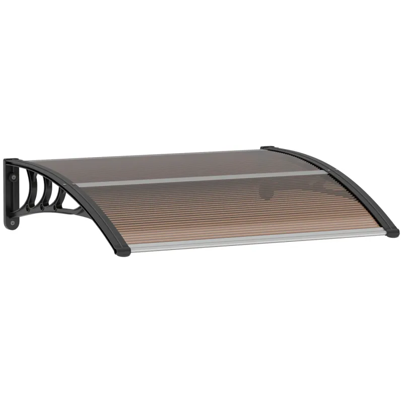 Front Door Canopy Awning Polycarbonate 120 x 75cm - Brown