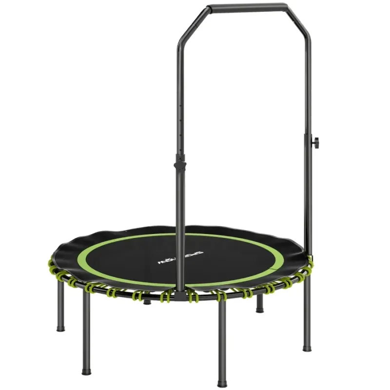 SPORTNOW 40-Inch Foldable Fitness Trampoline Rebounder with Adjustable Handle - Green