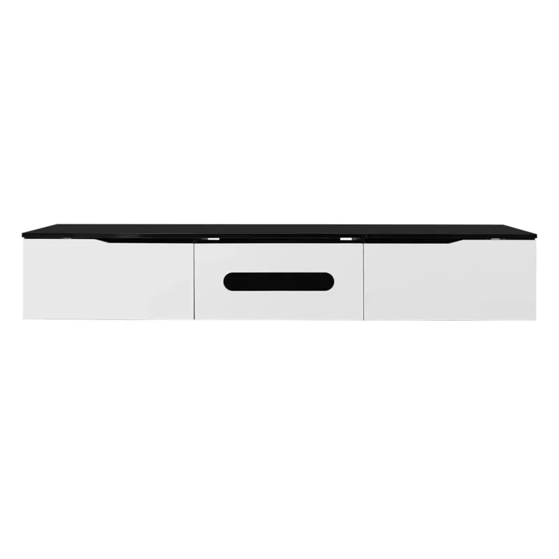 180cm High Gloss TV Unit with App-Controlled LED Lights - Black & White Wall-Mountable Cabinet