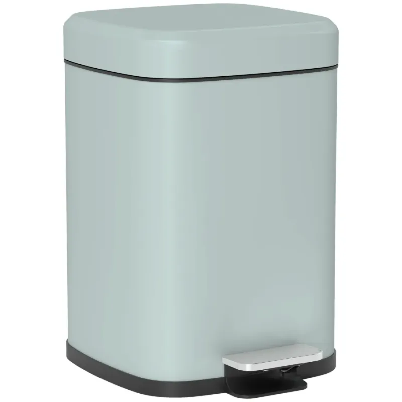 12L Modern Boxy Metal Kitchen Bin - Light Green