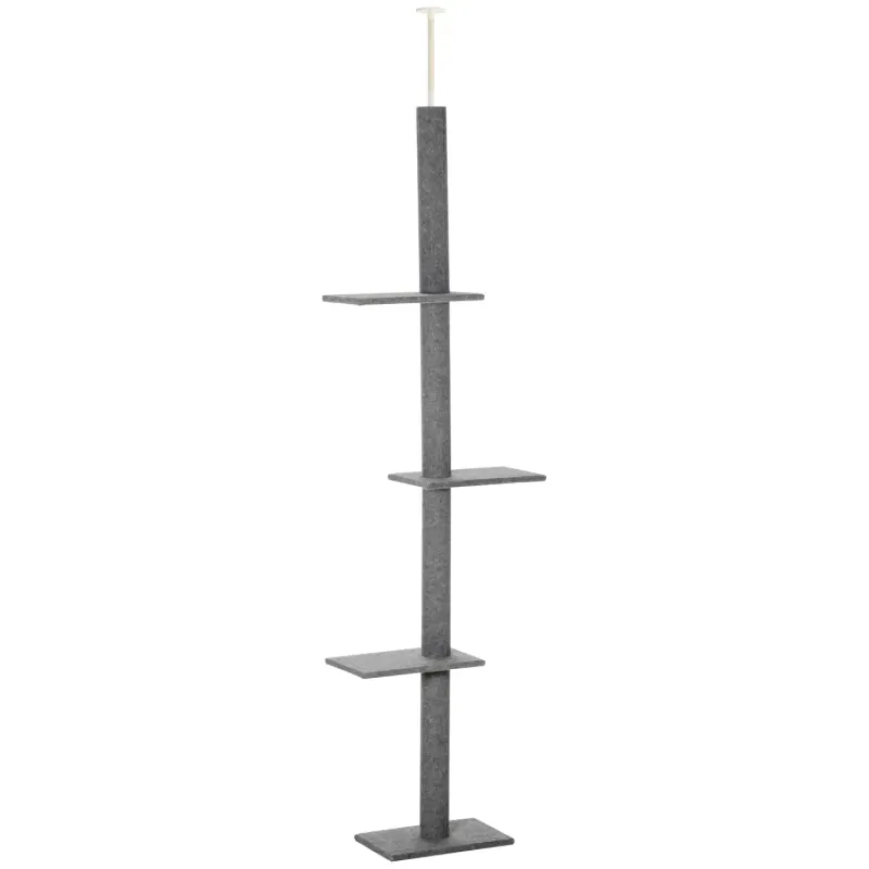 260cm Floor To Ceiling Cat Tree with Three Platforms - Grey