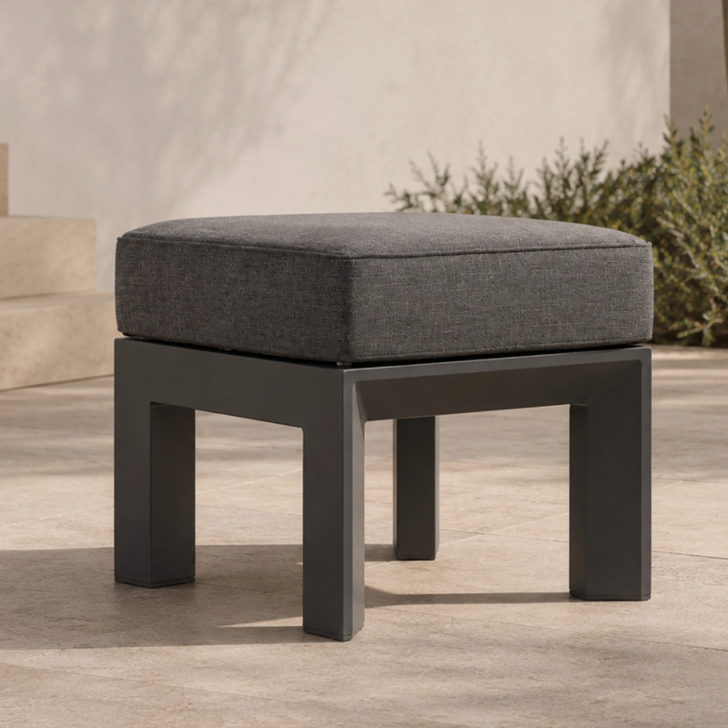 Arve Compact Outdoor Garden Ottoman with 12cm Olefin Cushion