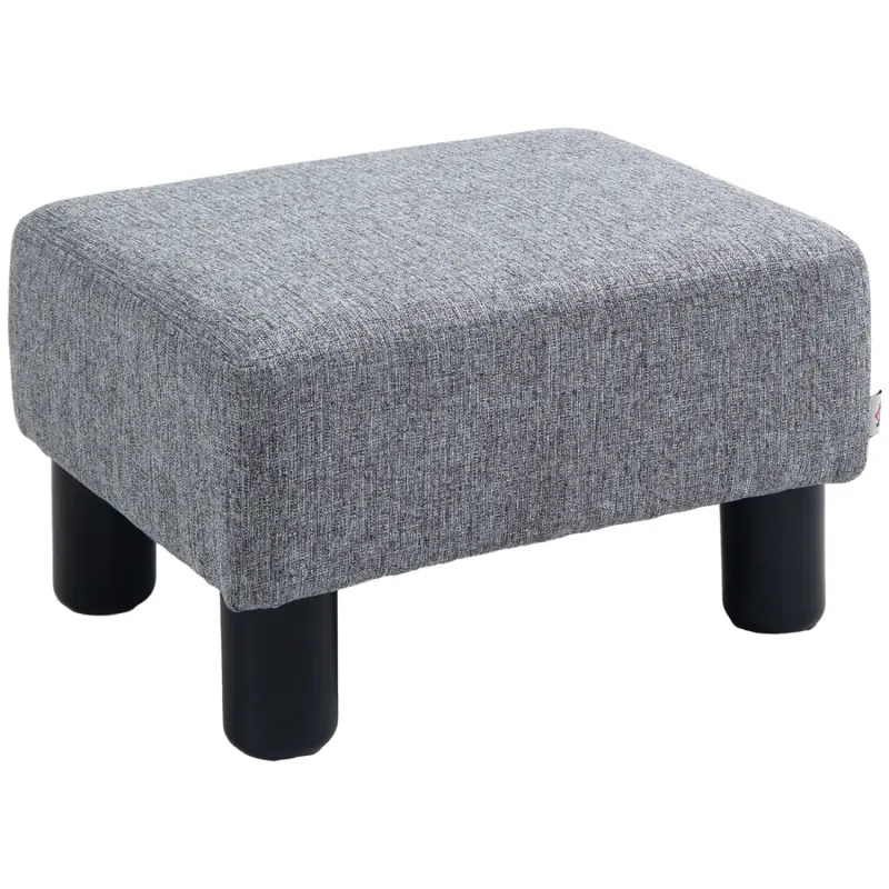 Linen Fabric Ottoman Footstool Cube - Grey