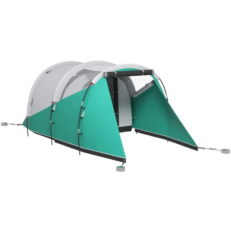 Three-Person Two-Room Tunnel Tent - Green