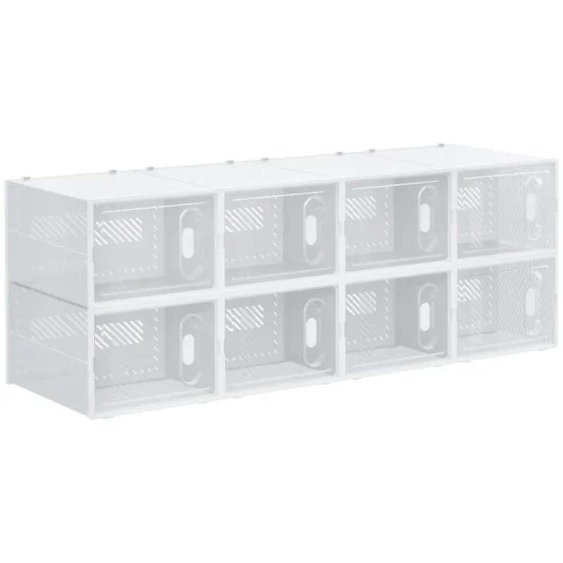 8-Piece Clear Stackable Shoe Storage Boxes with Magnetic Doors