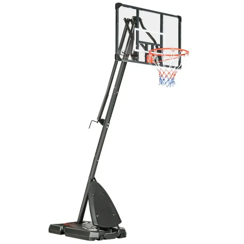 2.4m - 2.9m Adjustable Portable Basketball Hoop and Stand with Weighted Base - Black